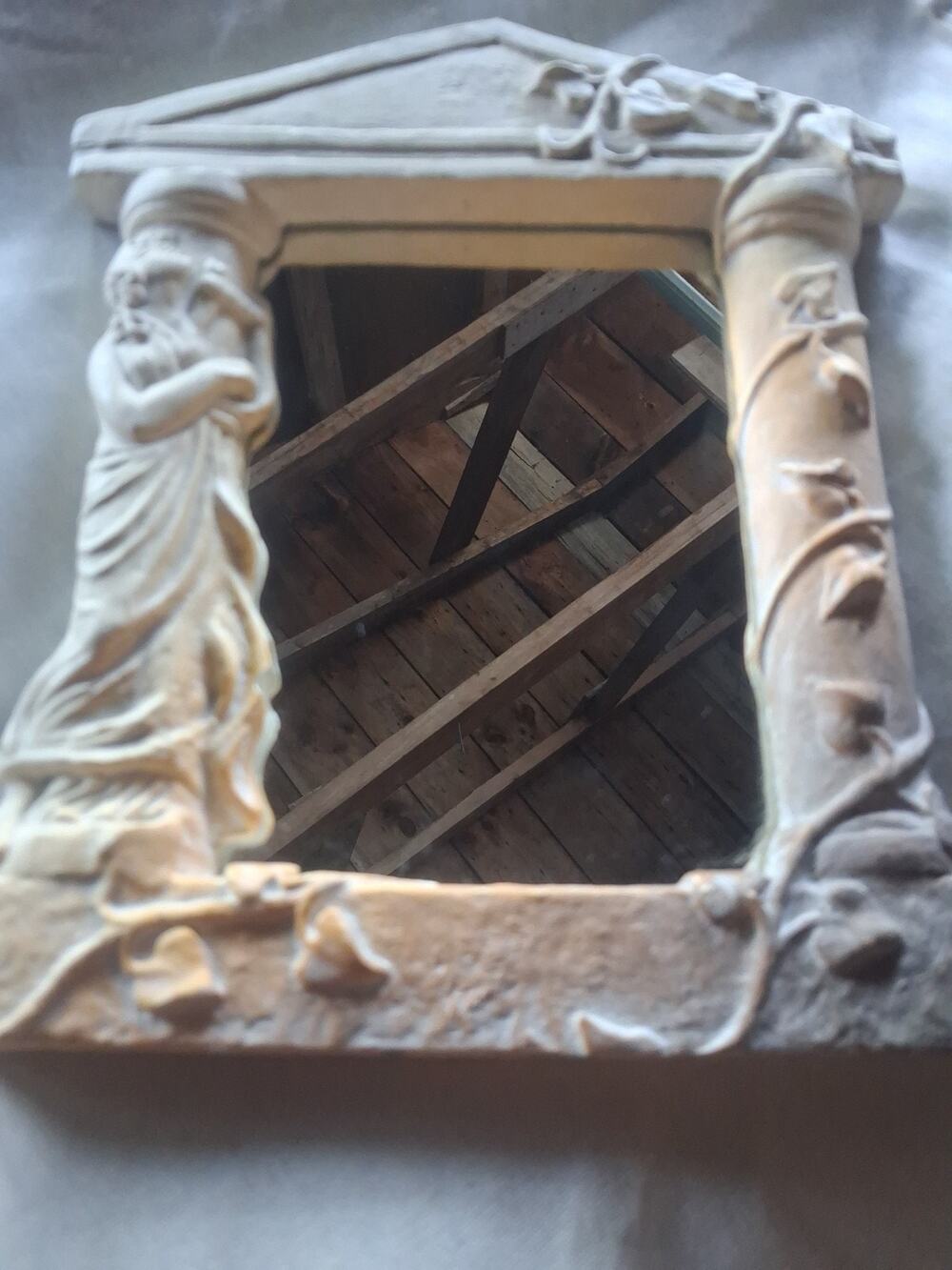 Vintage Classical Greek Temple Mirror – Goddess Column & Vine Motif .